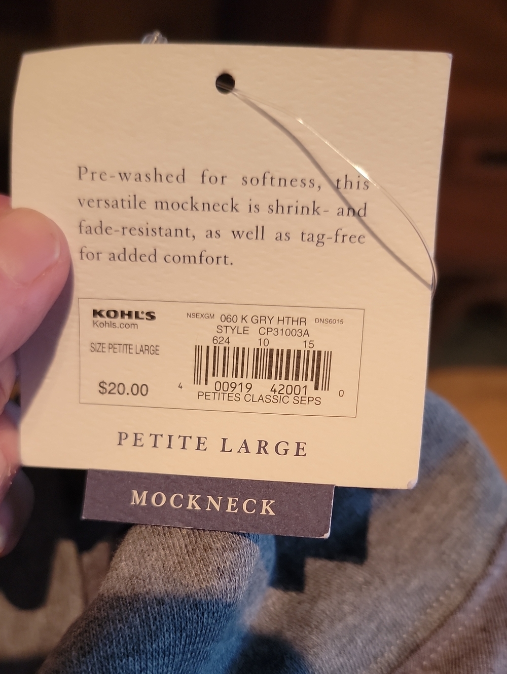 Long-Sleeve Mock Neck Sweater in Heather Gray - Picture 7 of 7